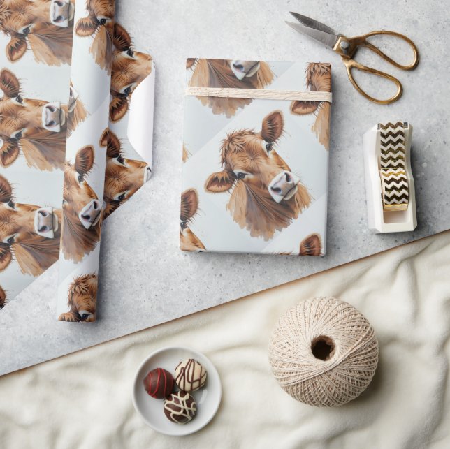 Papel De Presente Estilo de Aquarela Fazenda castanha (Artesanato)