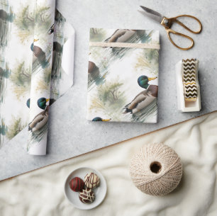 Papel De Presente Estilo de Aquarela Mallard Duck Bird