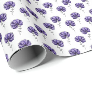 Papel De Presente Estilo de Arte de Flor Roxa Abstrata com Rabiscos