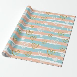 Papel De Presente Estilo de Bebê com Coração em Pastel Macio e Acent