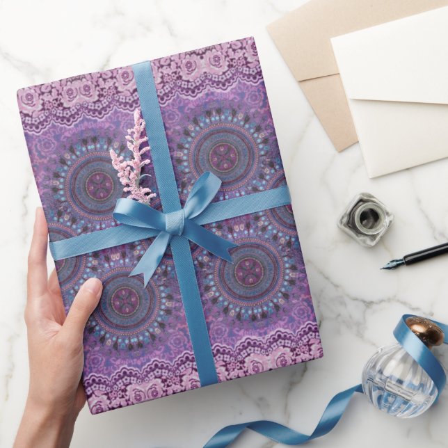 Papel De Presente Estilo de Boho Roxo (Presentear)