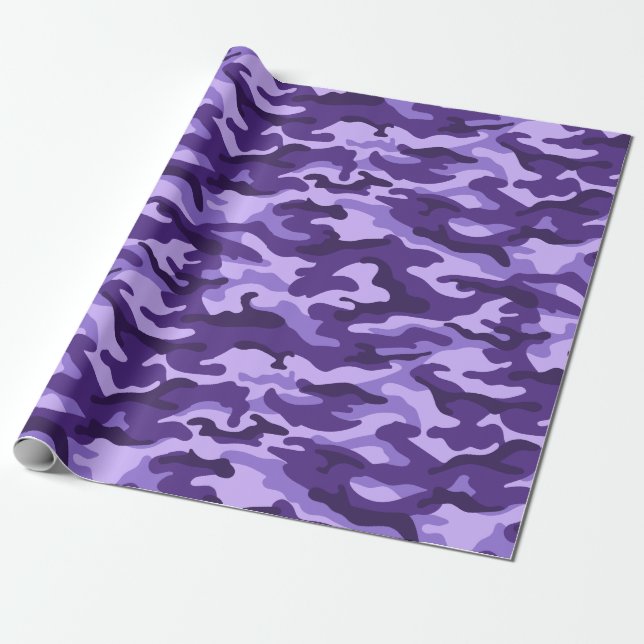 Papel De Presente Estilo de Camuflagem Roxo da lavanda (Desenrolado)