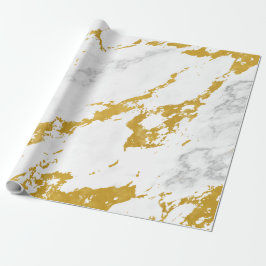 Papel De Presente Estilo de mármore elegante6 - Dourado e branco