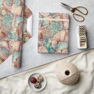 Papel De Presente Estilo de Nouveau de Arte em Aquarela Padrão de Ca