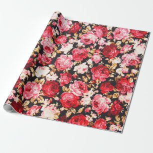 Papel De Presente Estilo de safra flores padrão de tecido
