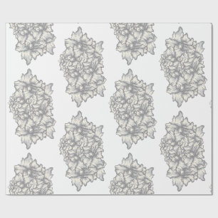 Papel De Presente Estilo de Tatuagem Floral Barroco Escuro