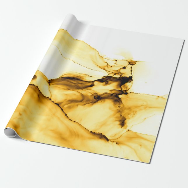 Papel De Presente Estilo de Tinta Japonês com Álcool Brilhante. Beig (Desenrolado)