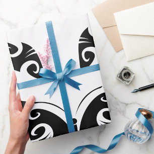 Papel De Presente Estilo de Tinta Preta Negros Branca com Tatuagem d