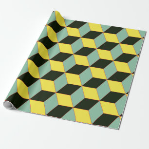 Papel De Presente estilo de vintage padrão geométrico 3D com c