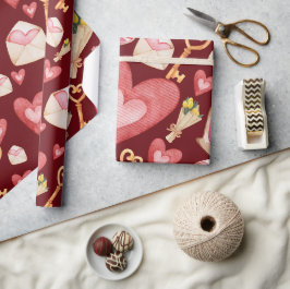 Papel De Presente Estilo do Coração Vermelho