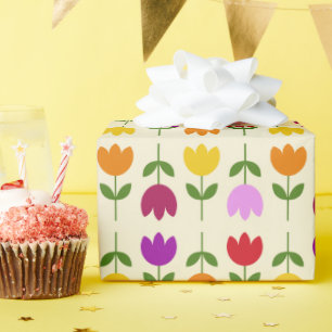 Papel De Presente Estilo escandinavo Colorido no Padrão de Flor Crm