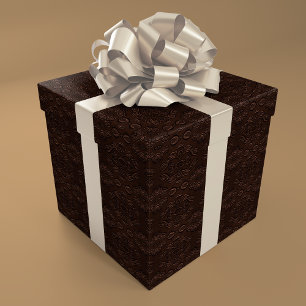 Papel De Presente Estilo Floral Barroco Faux Leather Patterno