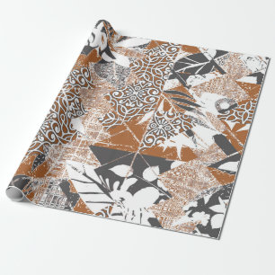 Papel De Presente estilo havaiano tapa tecido abstrato patchwo triba