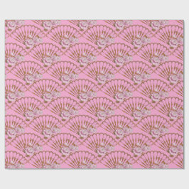 Papel De Presente Estilo japonês divertido e rosas rosa