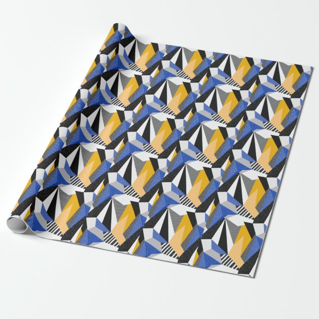 Papel De Presente Estilo Memphis: Colagem Geométrica Criativa. (Desenrolado)