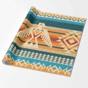 Papel De Presente Estilo Navajo abstrato com padrão uniforme com águ