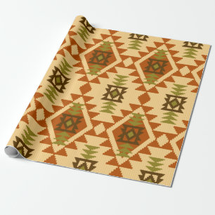 Papel De Presente Estilo Navajo, etnia tribal, geométrico sem costu