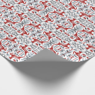 Papel De Presente Estilo Nórdico Moderno Natal Vermelho e Cinza