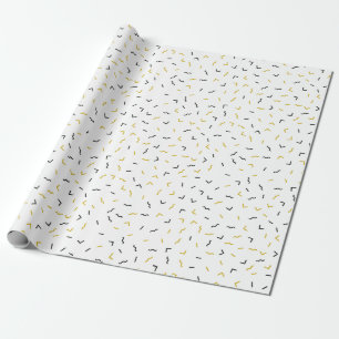Papel De Presente Estilo preto de Memphis e Dourado moderno