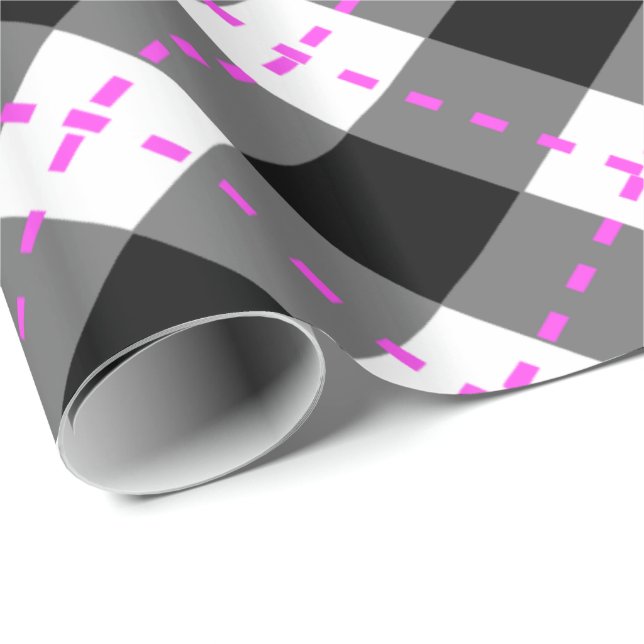 Papel De Presente Estilo Preto/Rosa (Ponta do rolo)