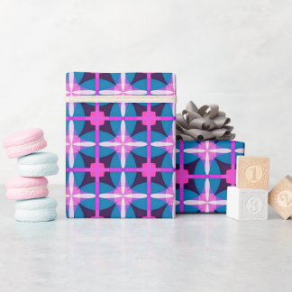 Papel De Presente Estilo retrô rosa azul berinjela estética dos anos
