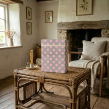 Estilo Vintage Bolinhas Rosa em Burlap