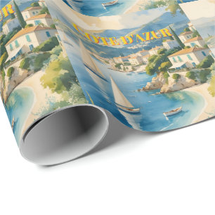 Papel De Presente Estilo Vintage Cote D'Azur Viagens Francesas