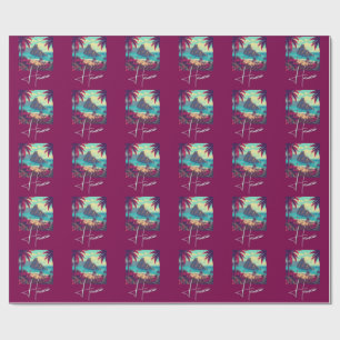 Papel De Presente Estilo Vintage Havaiano Viagem Honolulu Meio do Pa