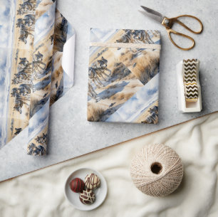 Papel De Presente Estilo Watercolor Wolf Wolf Wolf Animal Art