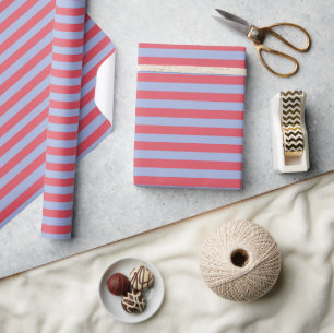 Papel De Presente Estirpes brancas, cor-de-rosa, com mínimo Elegante