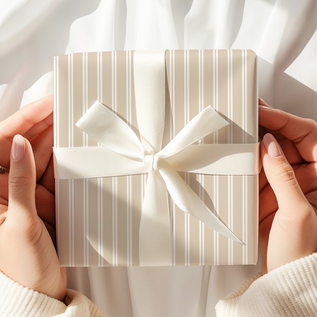 Papel De Presente Estirpes brancas de bege neutro (Criador carregado)