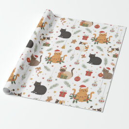 Papel De Presente estive Meowy Natal Gato Padrão Presente