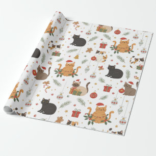 Papel De Presente estive Meowy Natal Gato Padrão Presente