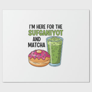Papel De Presente Estou aqui por Sufganiyot e Matcha Hanukkah judeu