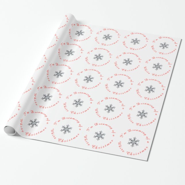 Papel De Presente Estou sonhando com um Natal branco - Floco de neve (Desenrolado)
