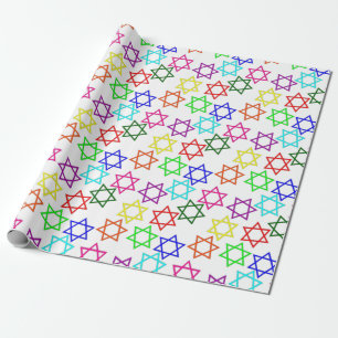 Papel De Presente estrela arco-íris de hanukkah de david