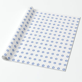 Papel De Presente Estrela azul de Davi em Branco