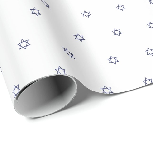 Papel De Presente Estrela azul marinho branca minimalista de David e (Ponta do rolo)
