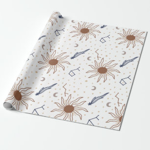Papel De Presente Estrela Celestial, Sol e Lua