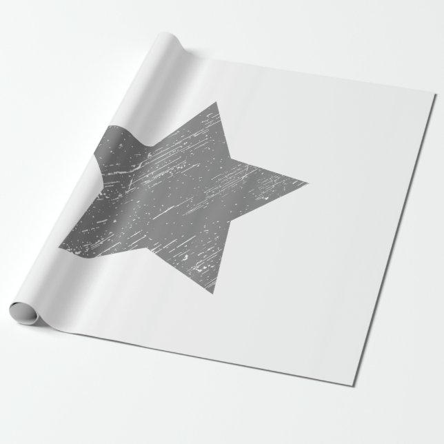 Papel De Presente Estrela Cinza Angustiada Estrela Vintage (Desenrolado)