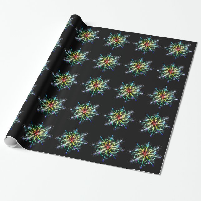 Papel De Presente Estrela Colorida Retroativa (Desenrolado)
