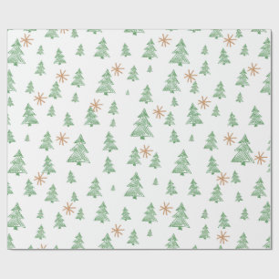 Papel De Presente Estrela de Árvore de Pinheiro de Inverno Moderna