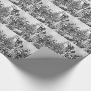 Papel De Presente Estrela de Árvore Vitoriana de Natal