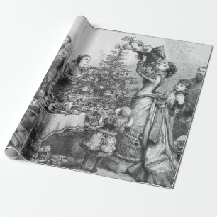 Papel De Presente Estrela de Árvore Vitoriana de Natal