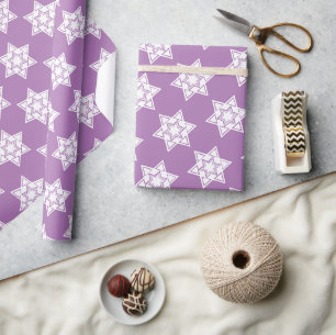 Papel De Presente Estrela de Davi de Lavanda Judaica