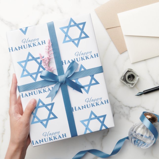 Papel De Presente Estrela de Davi Feliz Hanukkah Padrão Sem Costura (Presentear)