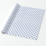 Papel De Presente Estrela de David azul no branco<br><div class="desc">Papel de envolvimento com um teste padrão azul da estrela de David (Magen David) em um fundo branco. Customizável. Aperfeiçoe por feriados judaicos e as ocasiões que incluem Hanukkah (Chanukah),  barram Mitzvah,  ou bastão Mitzvah.</div>