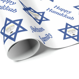 Papel De Presente Estrela de David & chanukiah Feriado de Hanukkah a