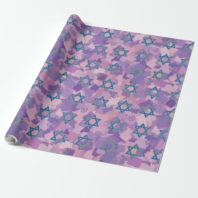 Papel De Presente Estrela de David Hanukkah (Desenrolado)