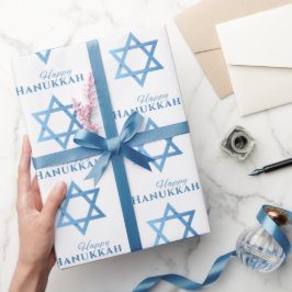 Papel De Presente Estrela de David Happy Hanukkah - Padrão sem rumo